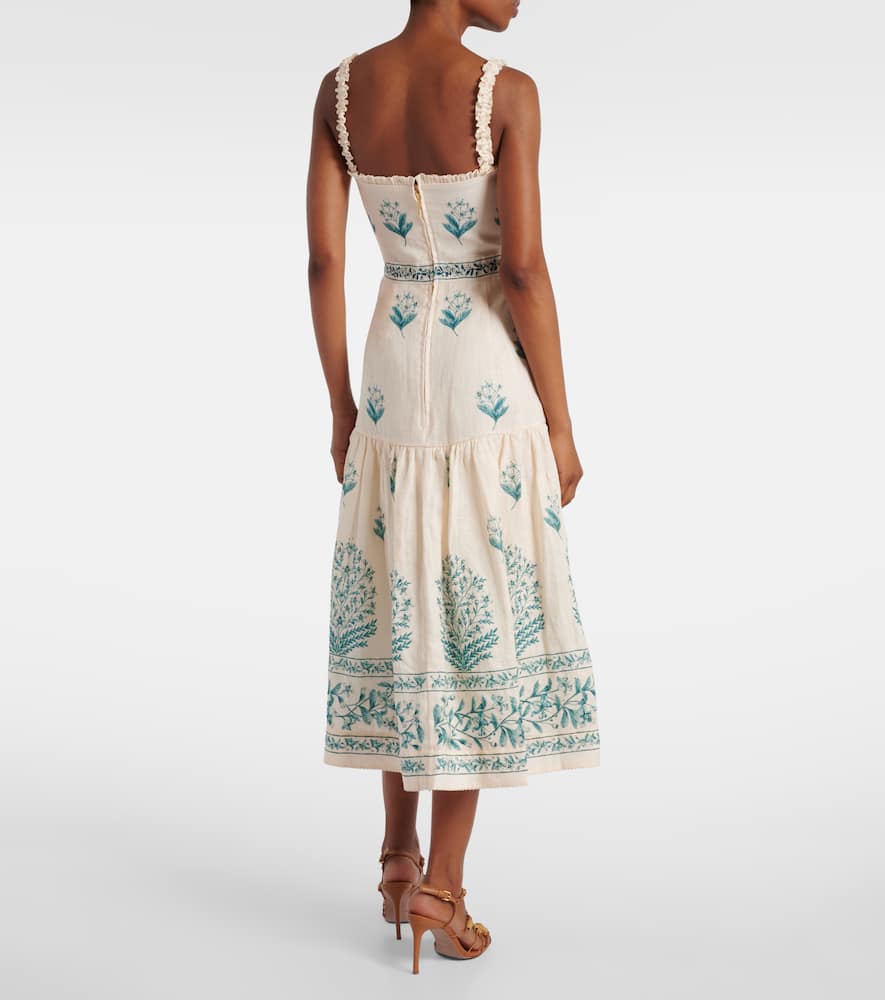 Nispero Ceiba floral linen midi dress