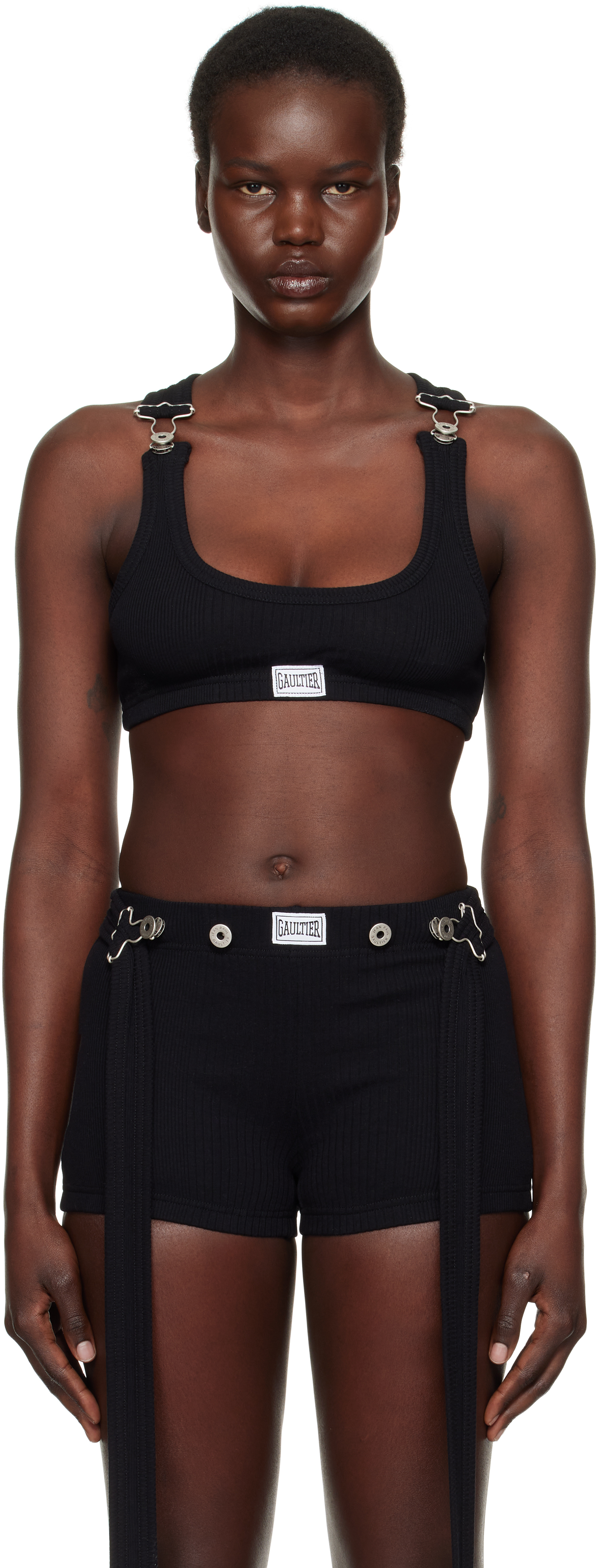 Jean Paul Gaultier Black 'The Cropped Patch' Tank Top