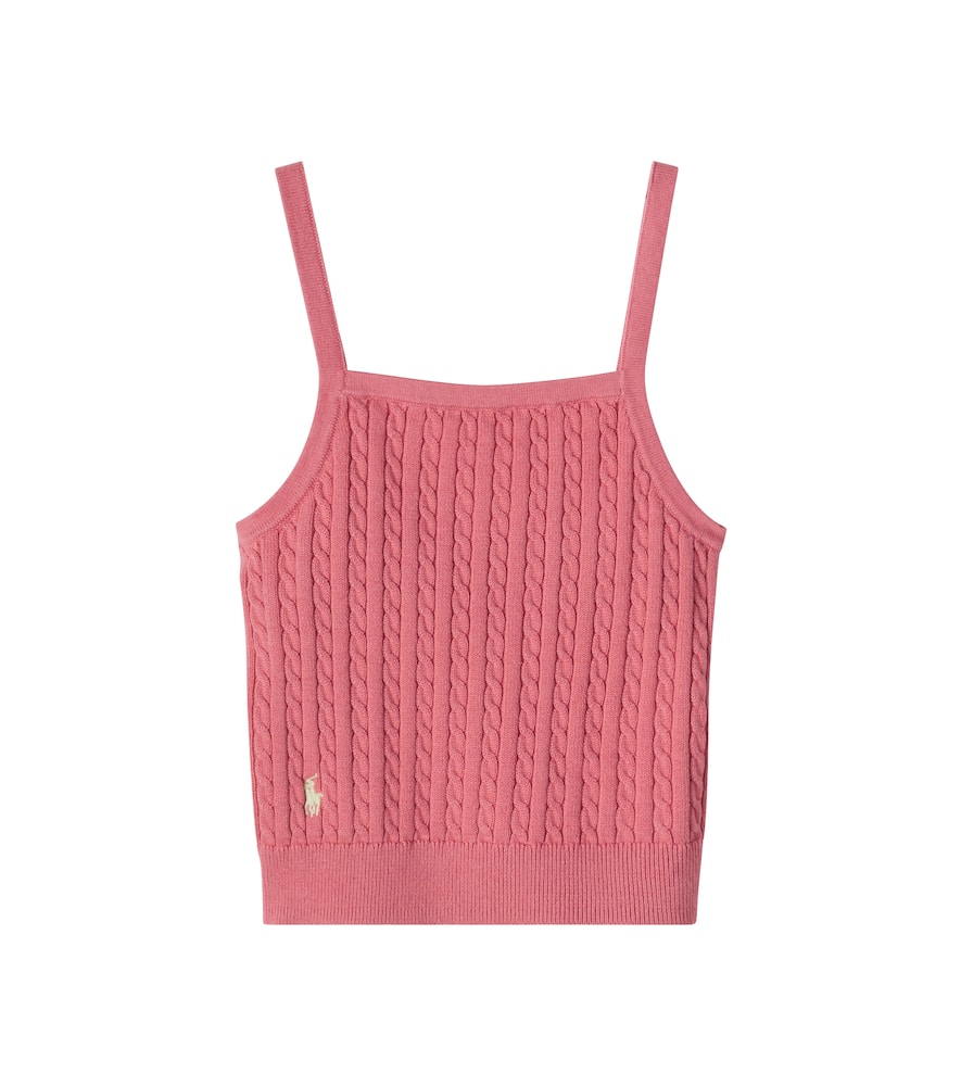Cable-knit cotton tank top