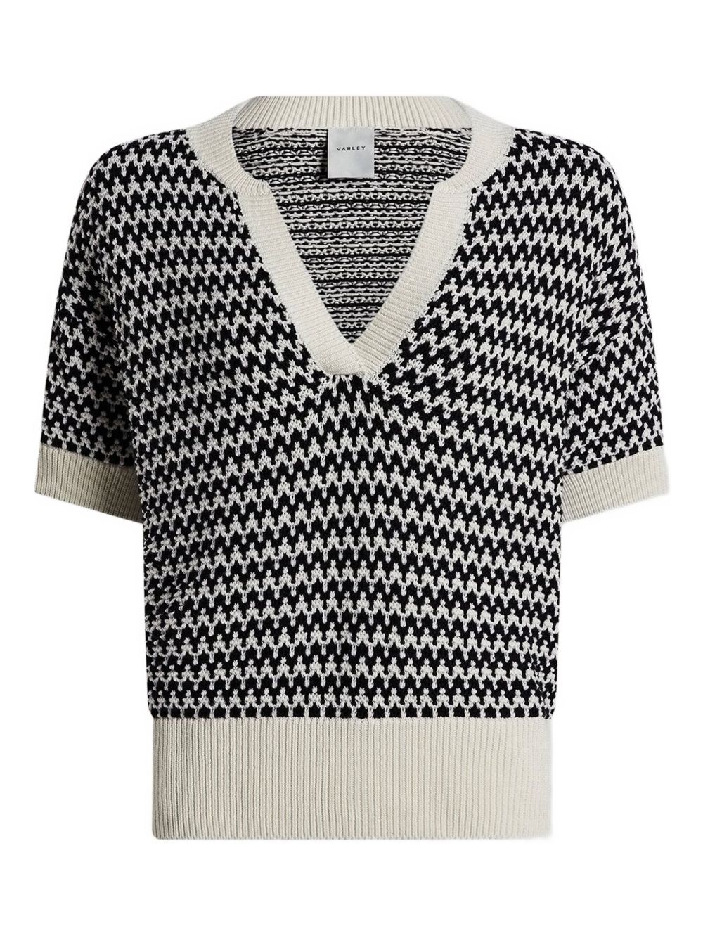 Patterned v-neck top - White