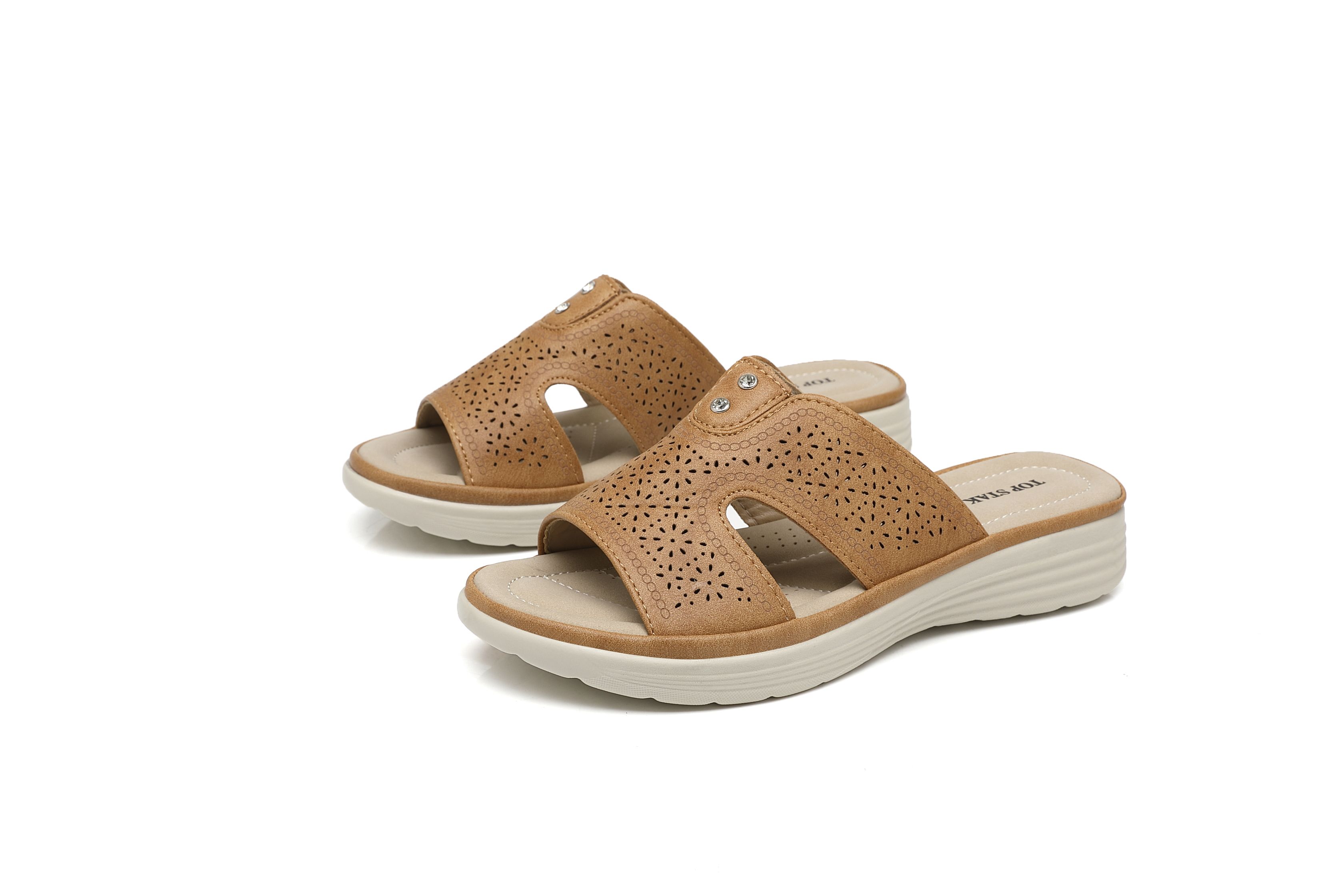 Ivachy Cushioned Cut Out Mule Lightweight Slide Sandals In Came