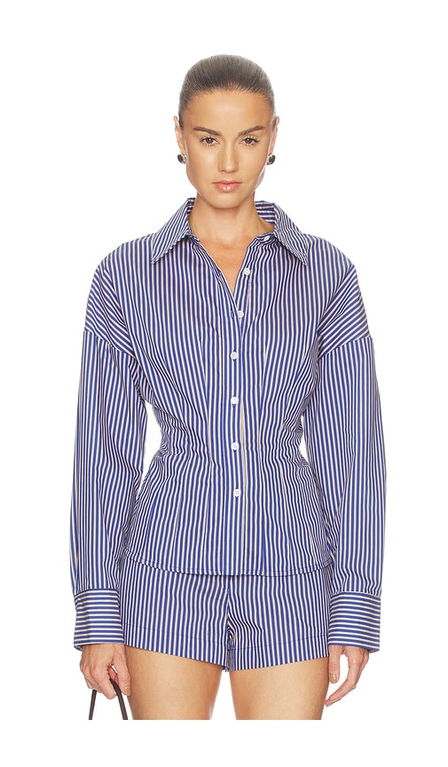 Maude Club Hadley Shirt in Blue. L. Also in XS, S