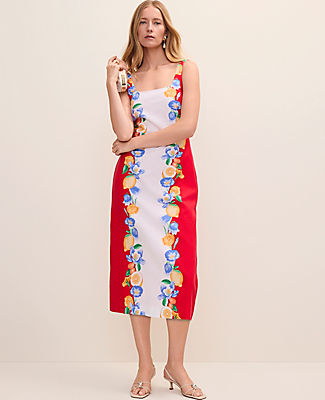 Ann Taylor Petite Floral Sheath Dress in Linen Blend