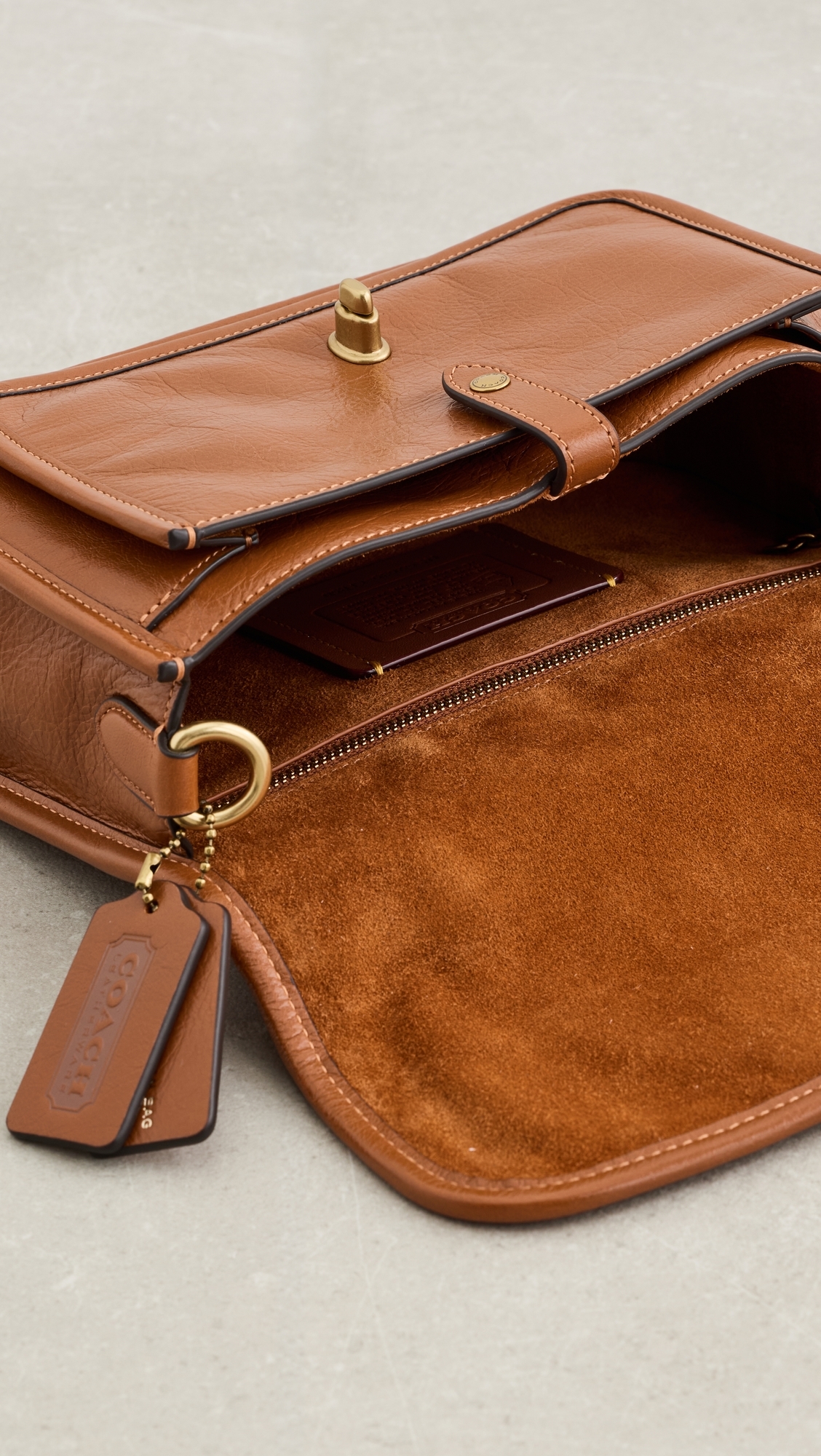 Glazed Grain Leather Metropolitan Bag 24 Amber Brown One Size