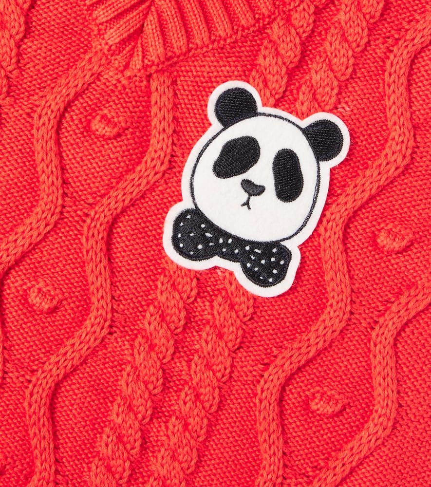 Panda cable-knit cotton vest