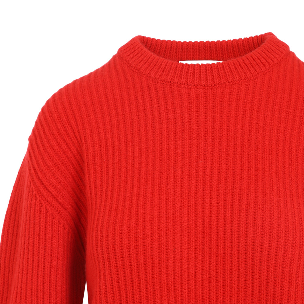 Red Knitted Crew Neck Sweater