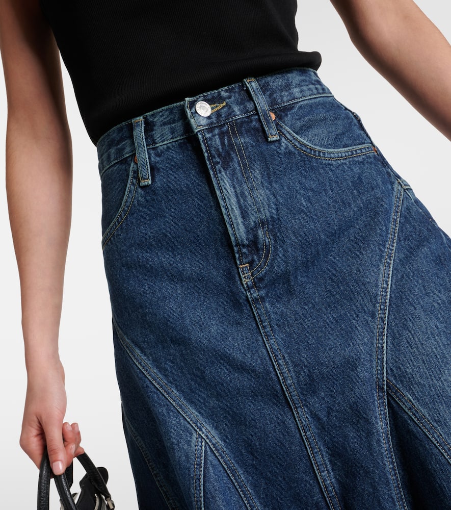 Re/Done Pleated denim midi skirt