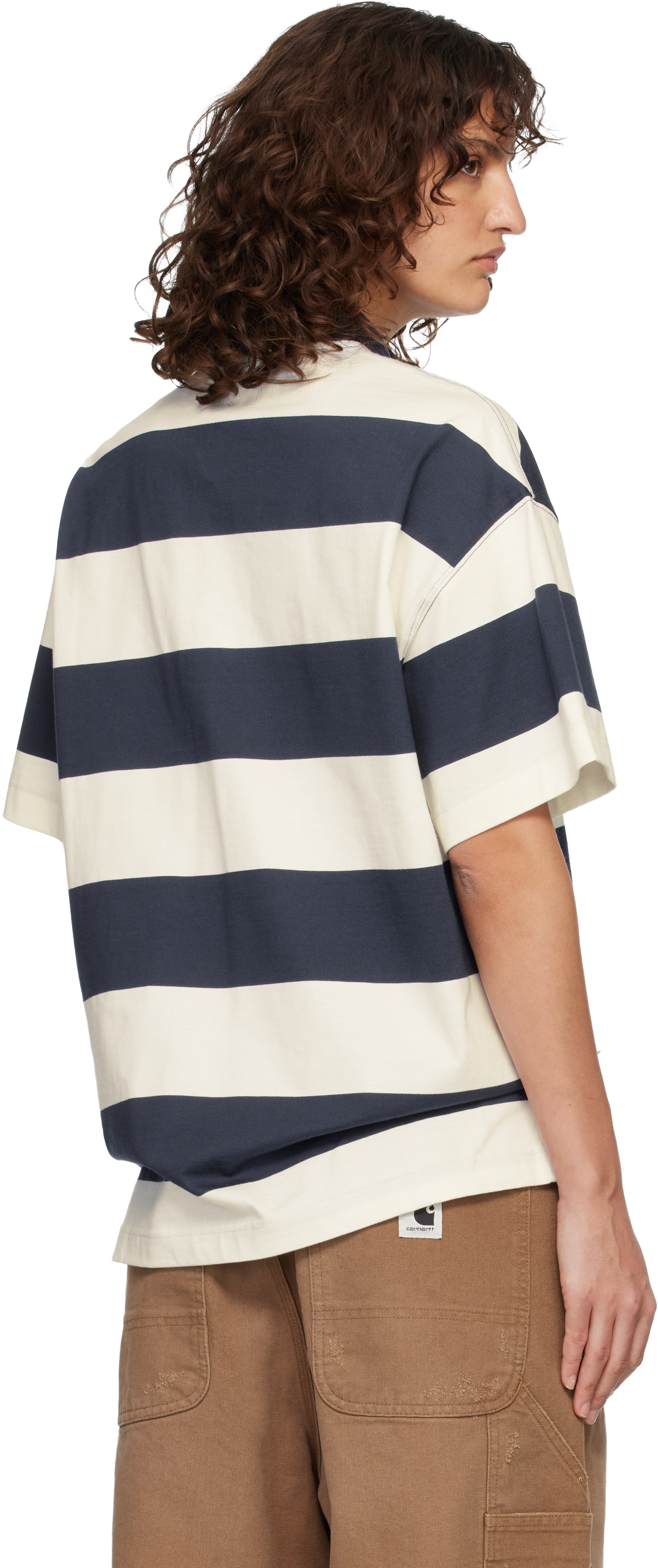 White & Blue Short Sleeve Delray Stripe Polo