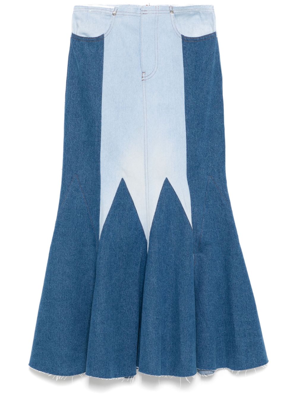 The Reconstituted Denim Godet Maxi skirt - Blue