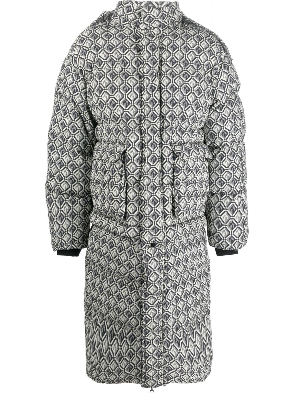 Moon Diamond-pattern oversized puffer coat
