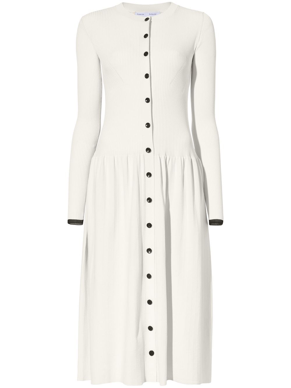 Ribbed-knit button-front dress - Black