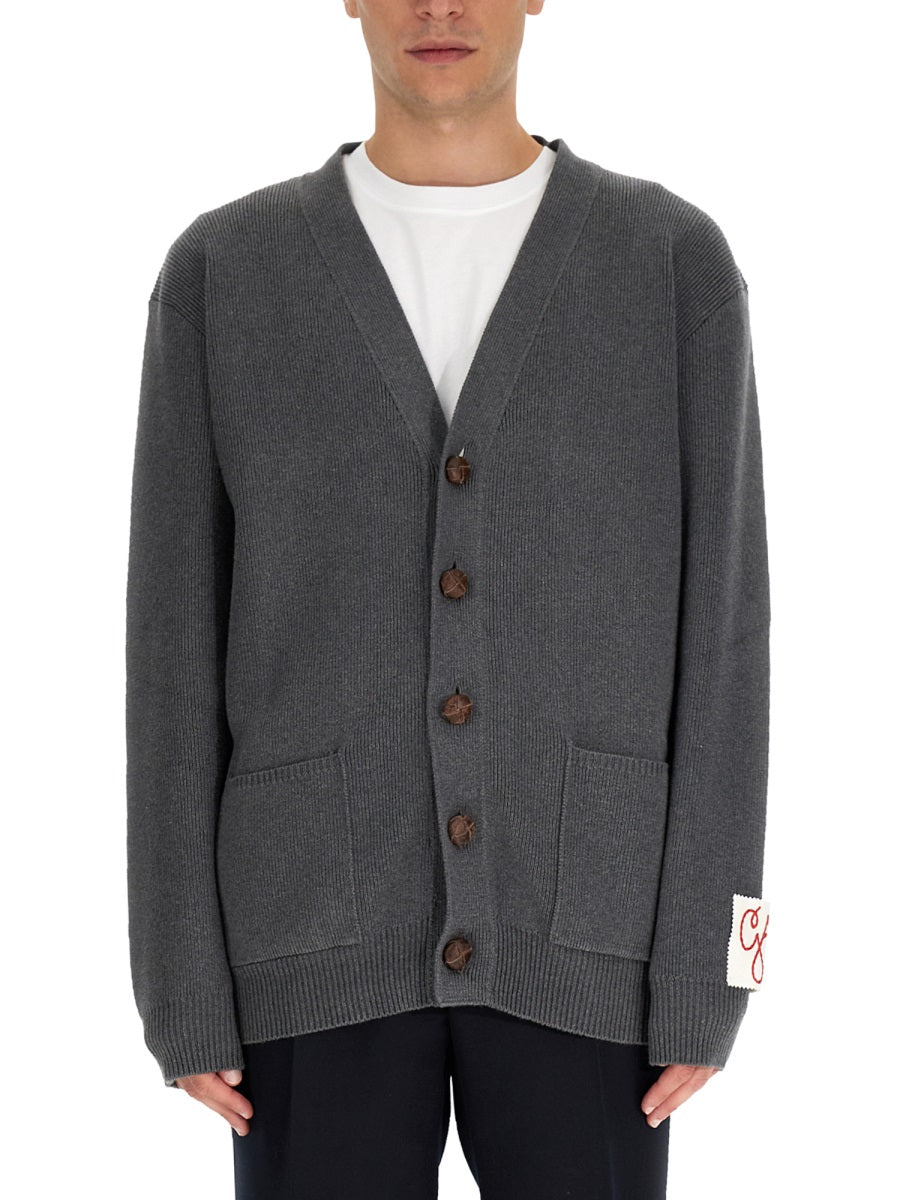 Men's Cardigan in Cotton with Logo on the Back