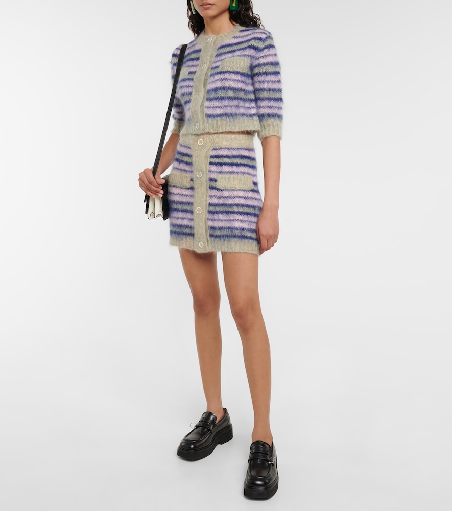 Marni Striped mohair-blend miniskirt