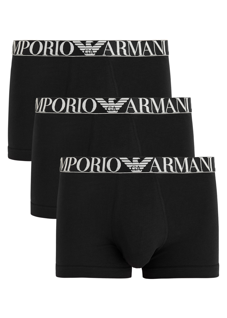 Logo Stretch-cotton Trunks - set of Three - Black And White - XL