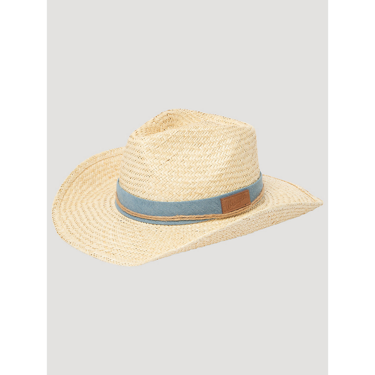 Men's Denim Straw Cowboy Hat in Natural