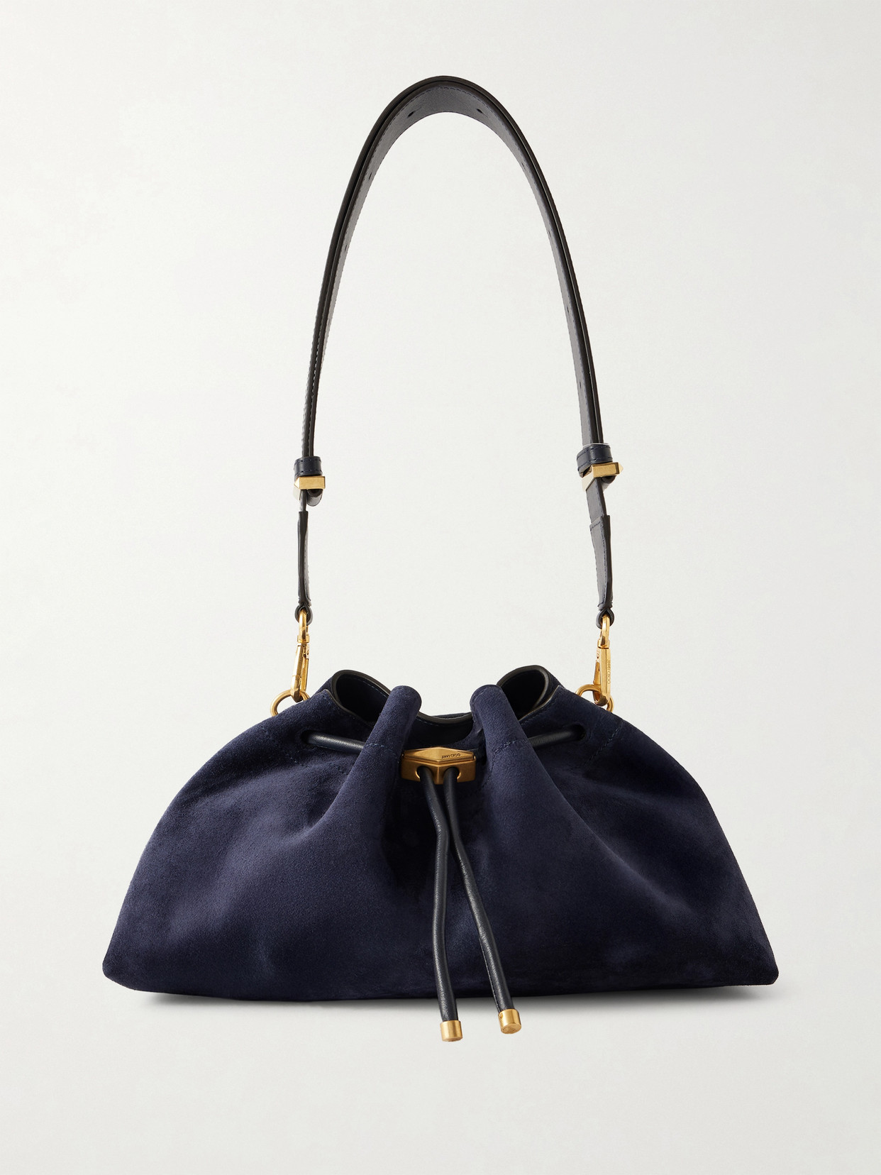 Cinch Medium Leather-trimmed Suede Shoulder Bag - Blue