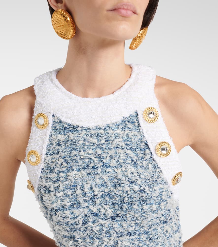 Fringed tweed minidress