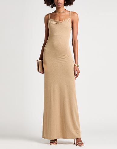 Woman Maxi dress Sand Size XS Polyester, Viscose, Metallic Polyester, Polyamide, Elastane