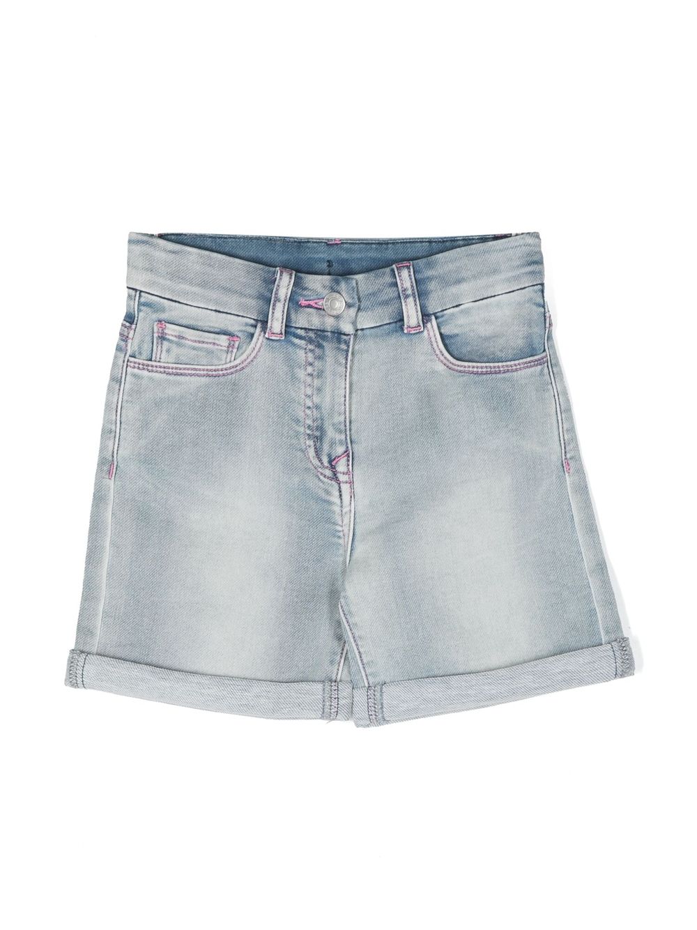 Logo-embroidered denim shorts - Blue
