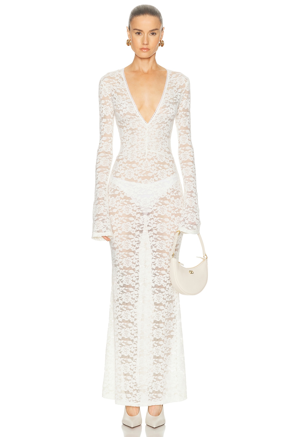 Bananhot Tyler Maxi Dress in Cream Lace - Cream. L also in