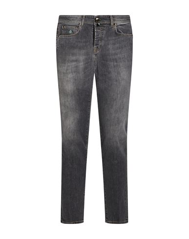 Man Jeans Grey Size 38 Cotton, Elastane
