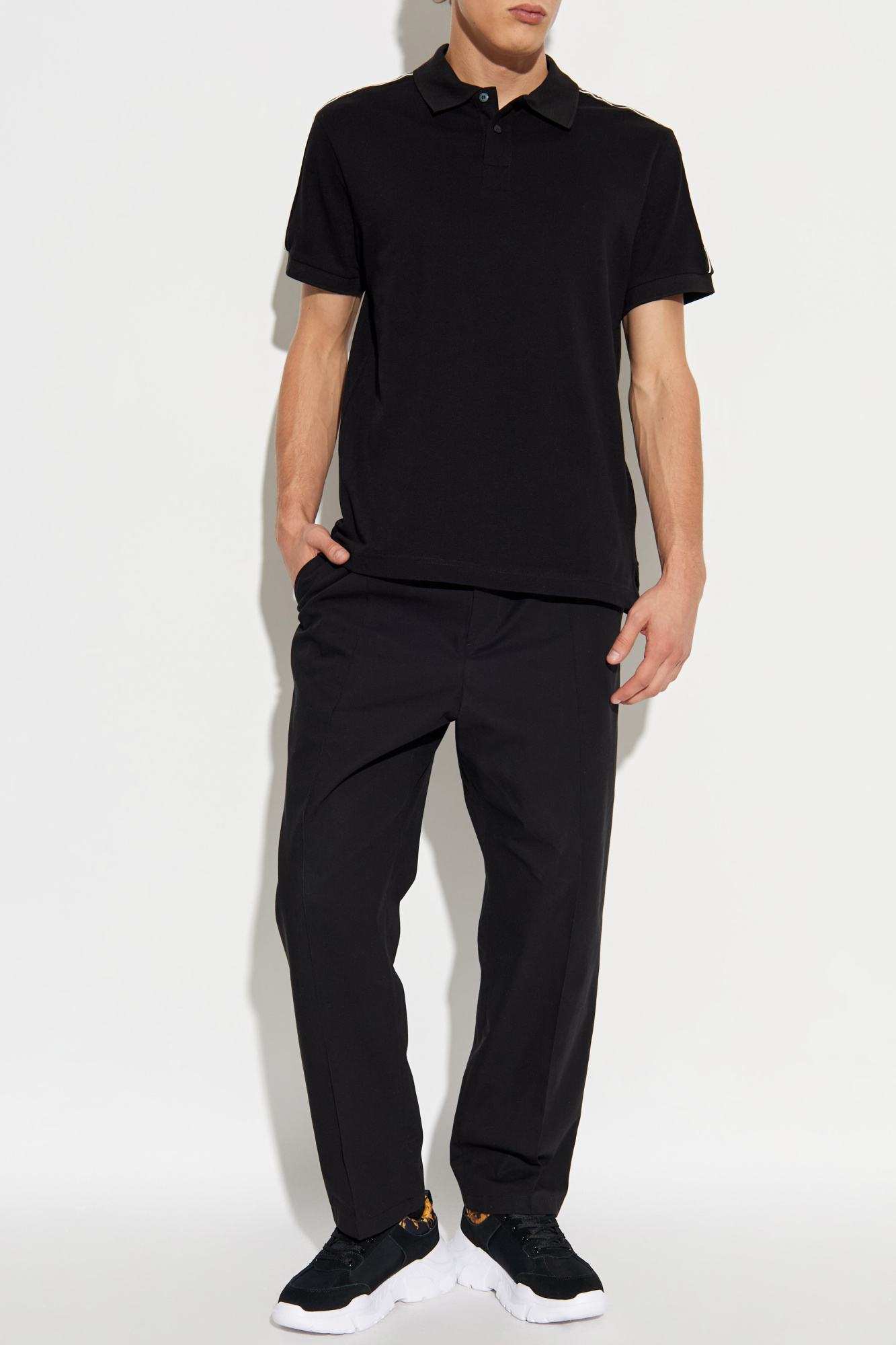 Polo Shirt With Printed Logo, Men's, Black