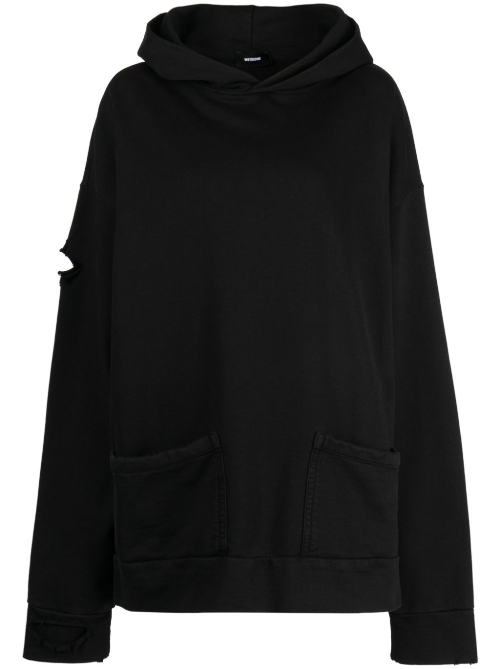 Logo-print cotton hoodie - Black