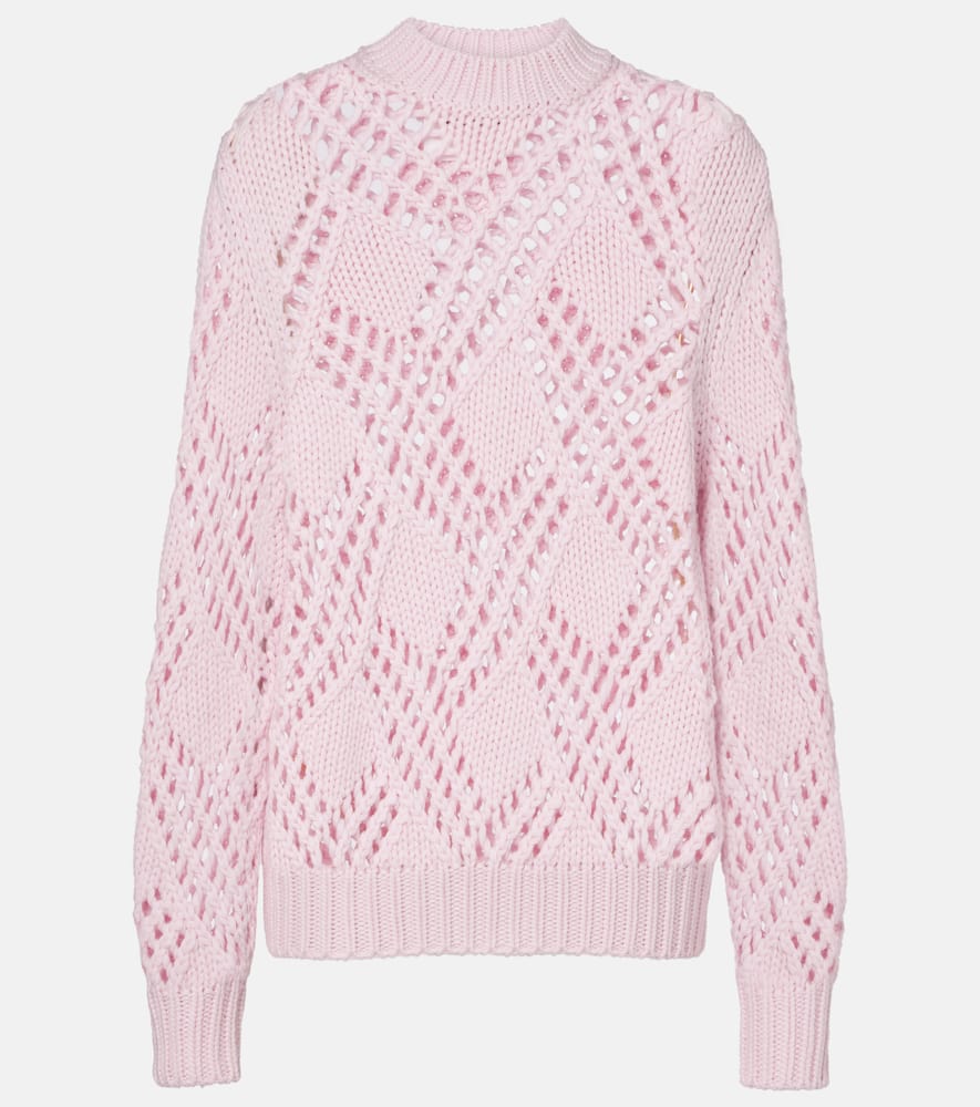 Lace-trimmed virgin wool sweater
