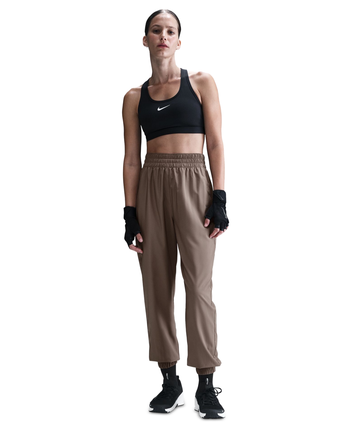One Women's Dri-fit Woven High-Rise 7/8 Joggers - Minkbn/bla
