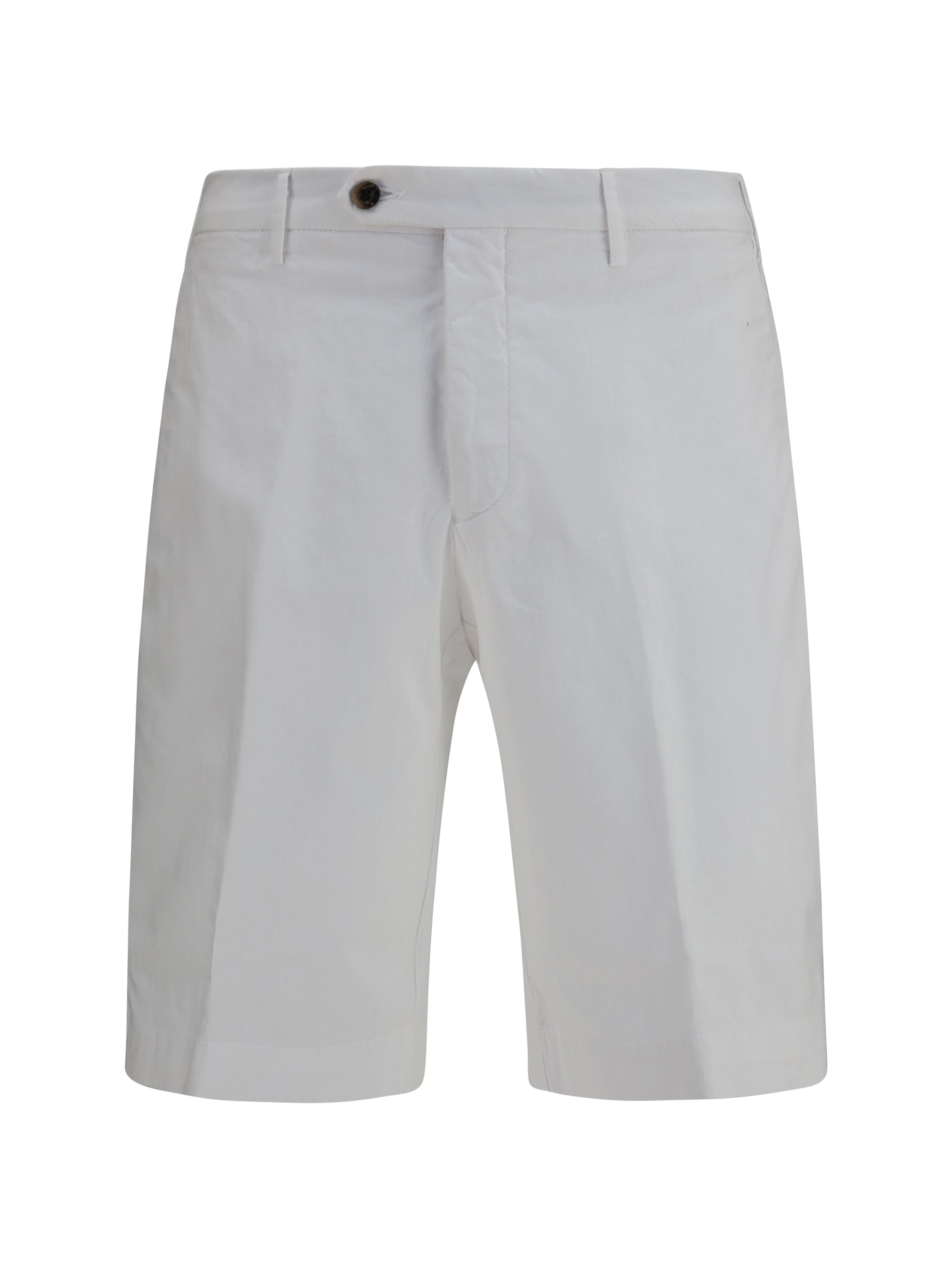 Extended-Flap Cotton Bermuda — White