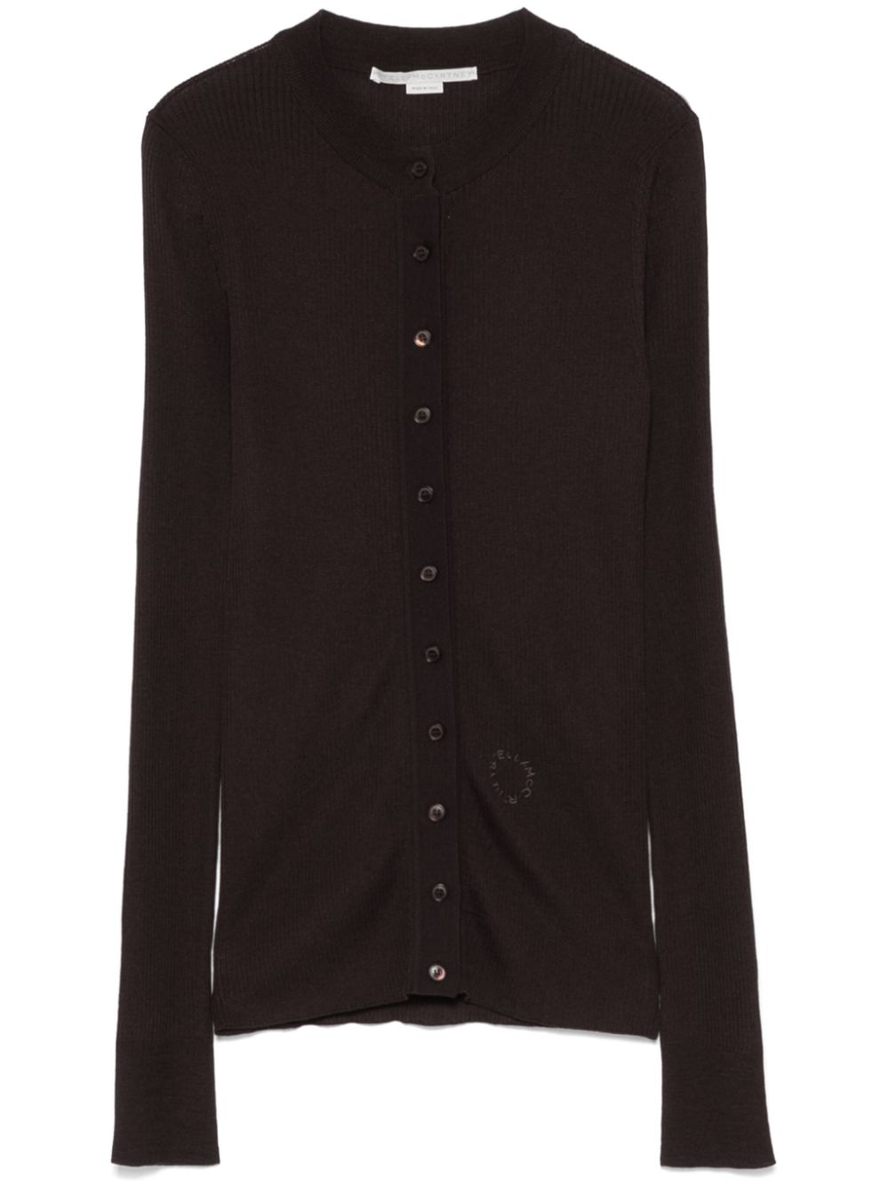 Fine-ribbed cardigan - Brown
