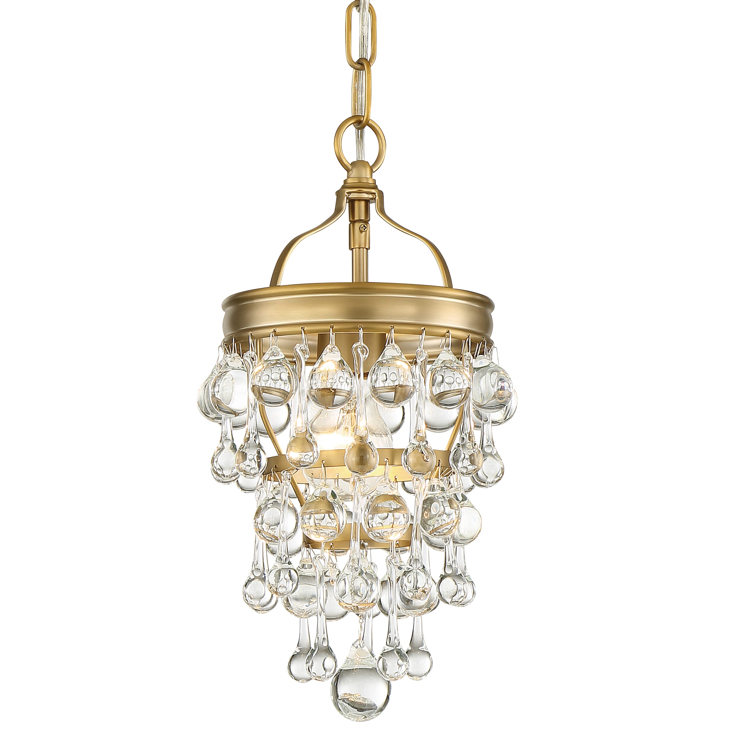 Calypso 14" Mini Chandelier in Vibrant Gold with Clear Glass Drops Crysta