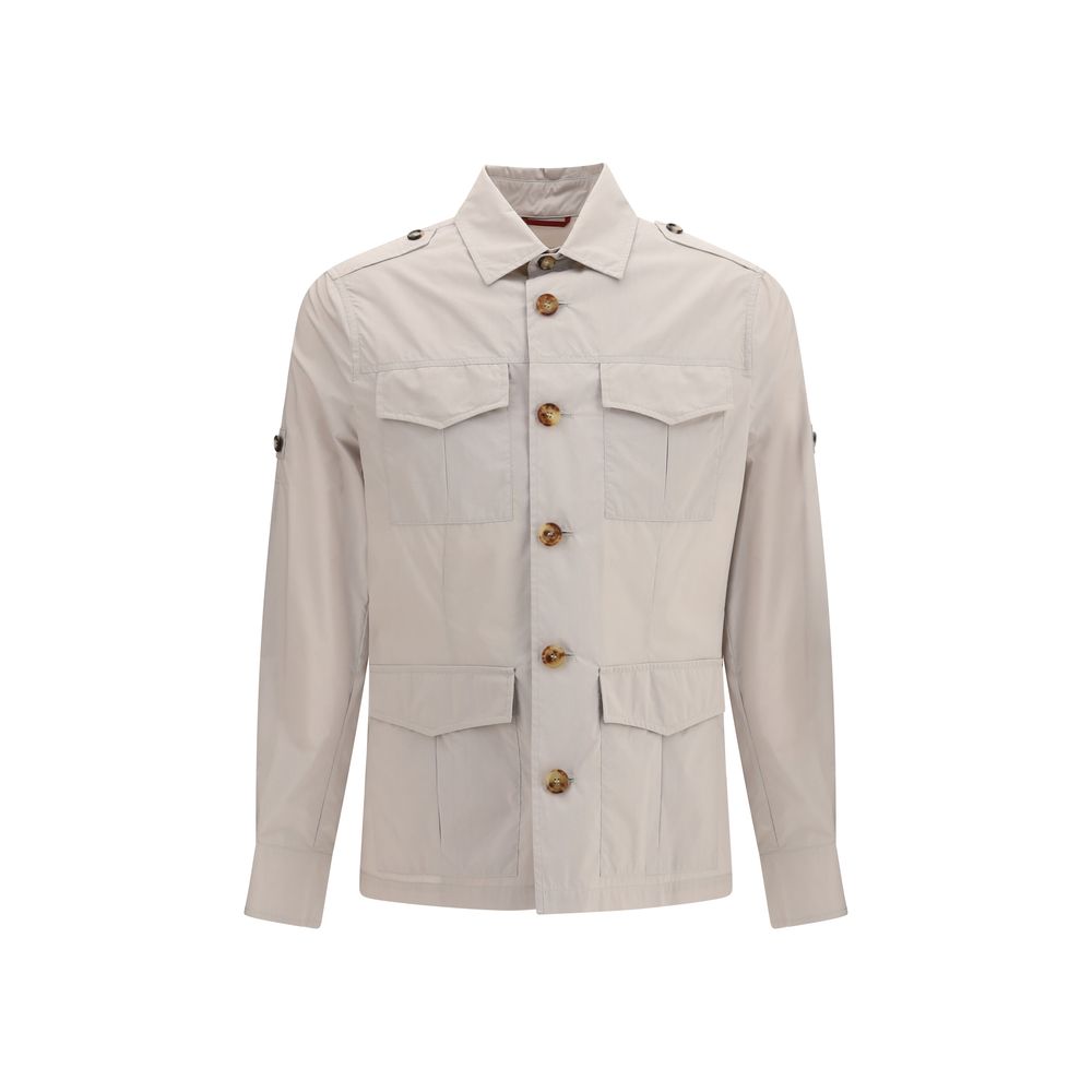 Water-Repellent Cotton Canvas Jacket — Beige