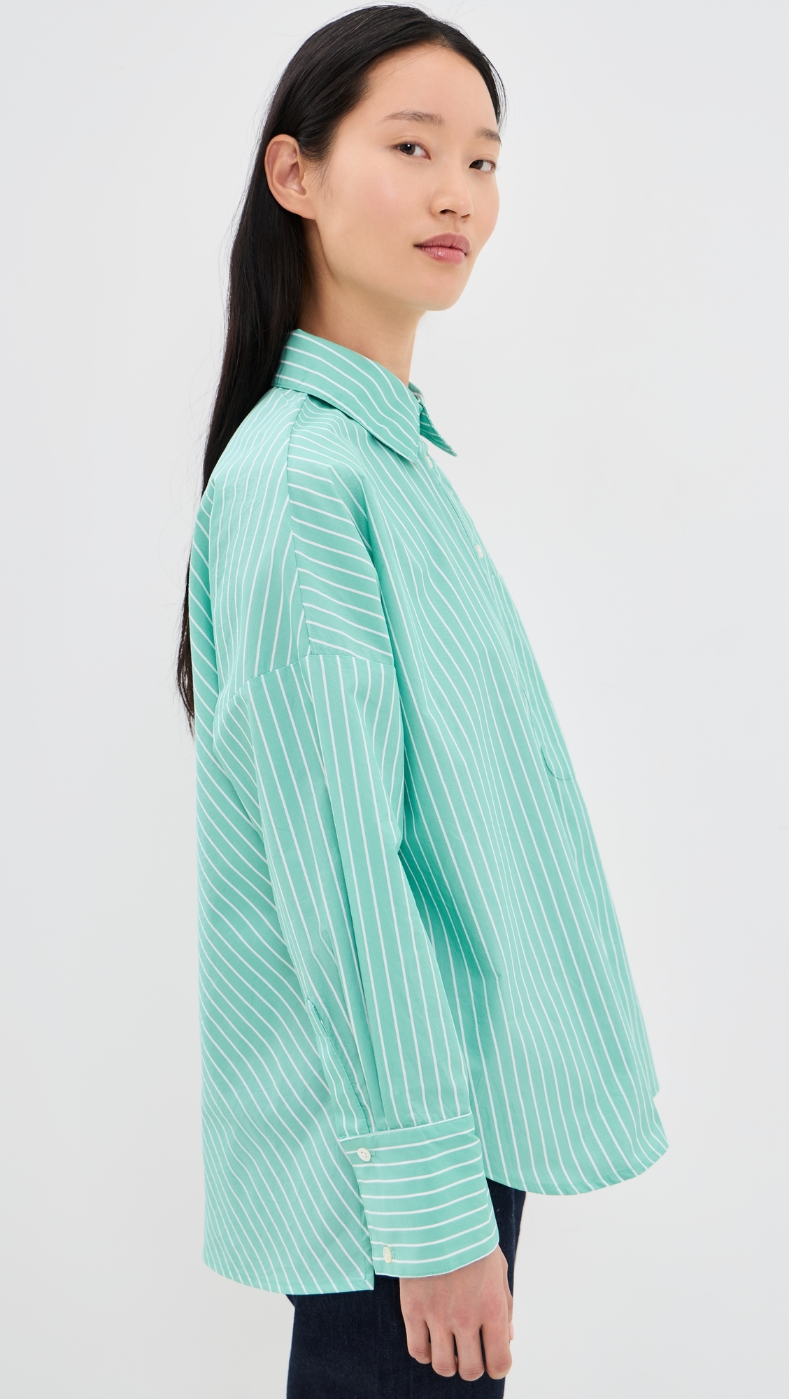 Brady Button Down Shirt Turquoise Stripe