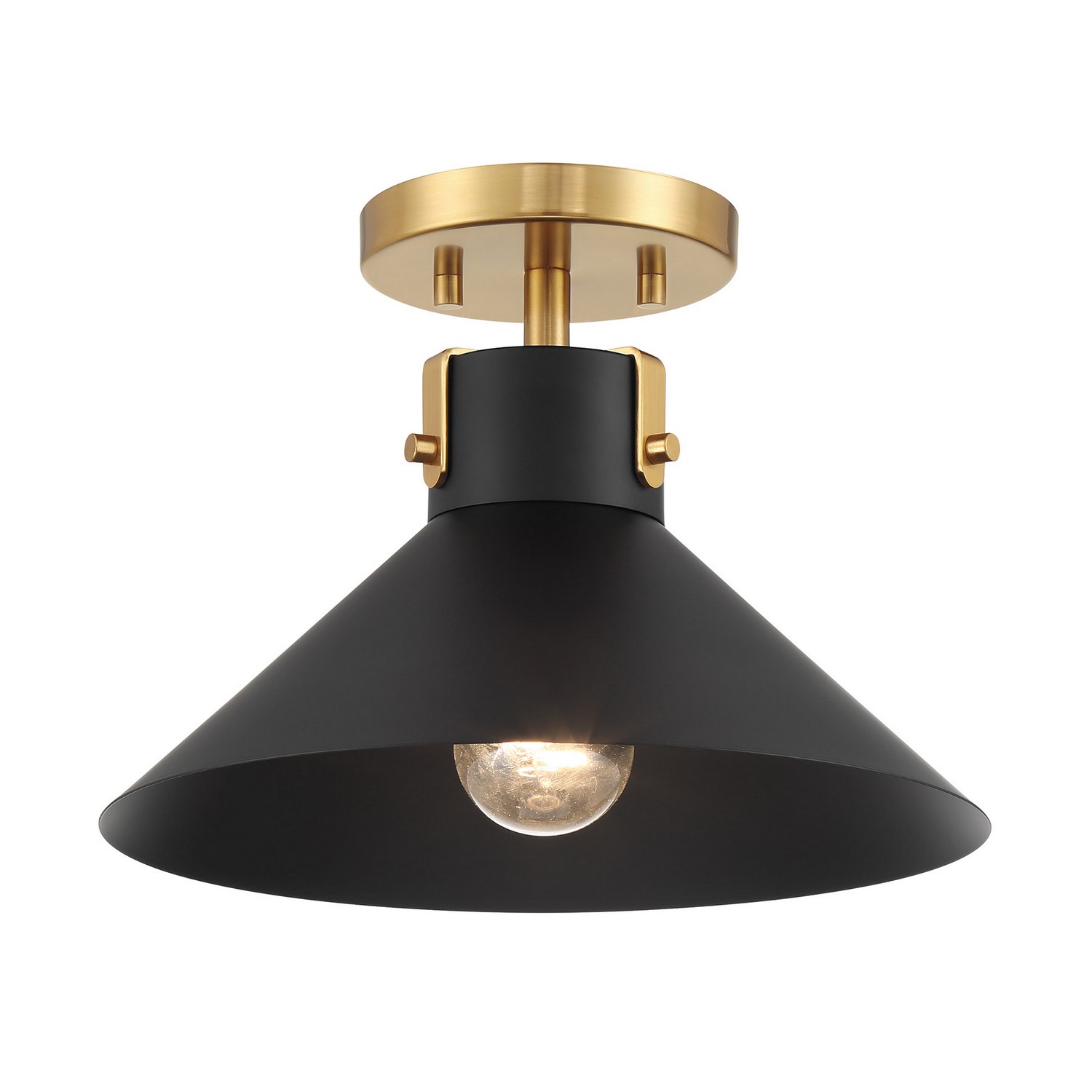 Ceiling Light in Matte Black and Natural Bra