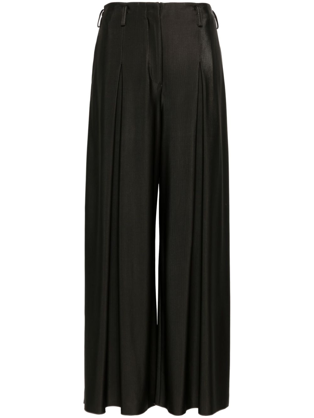 Pleated wide trousers - Brown