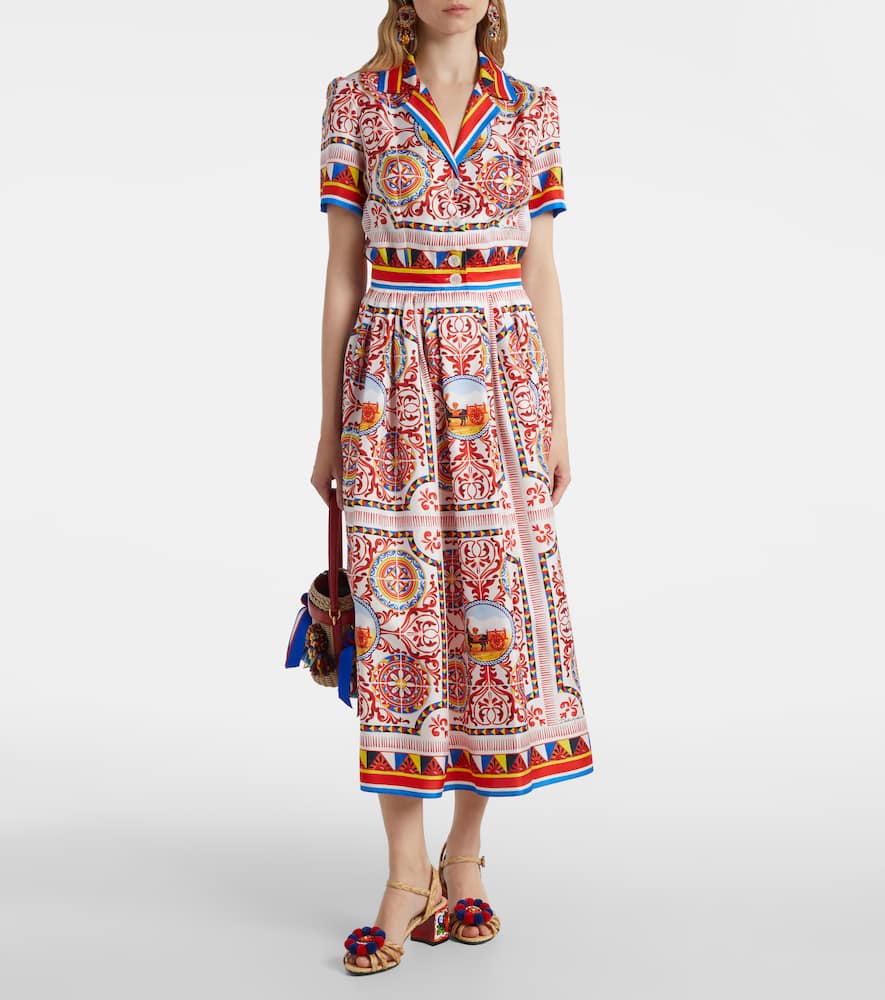Printed silk midi dress