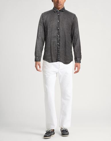 Man Shirt Charcoal Size L Linen