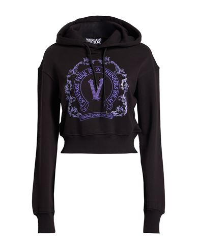 Woman Sweatshirt Black Size L Cotton, Elastane