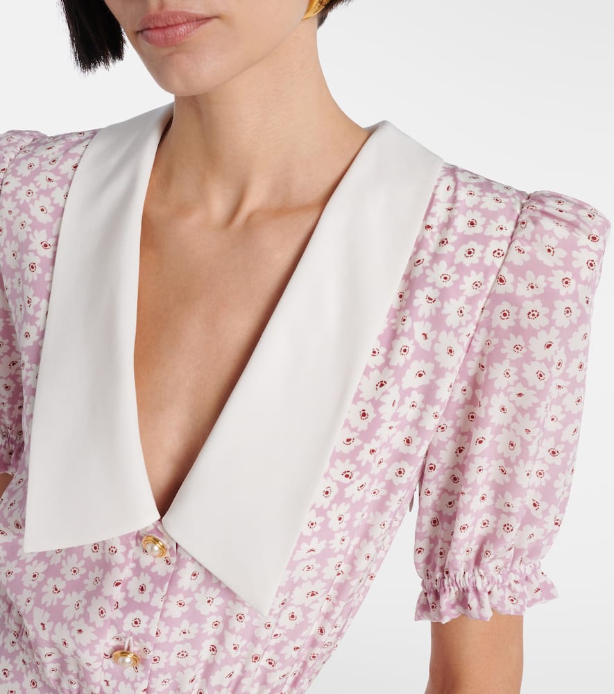 Flower silk midi dress
