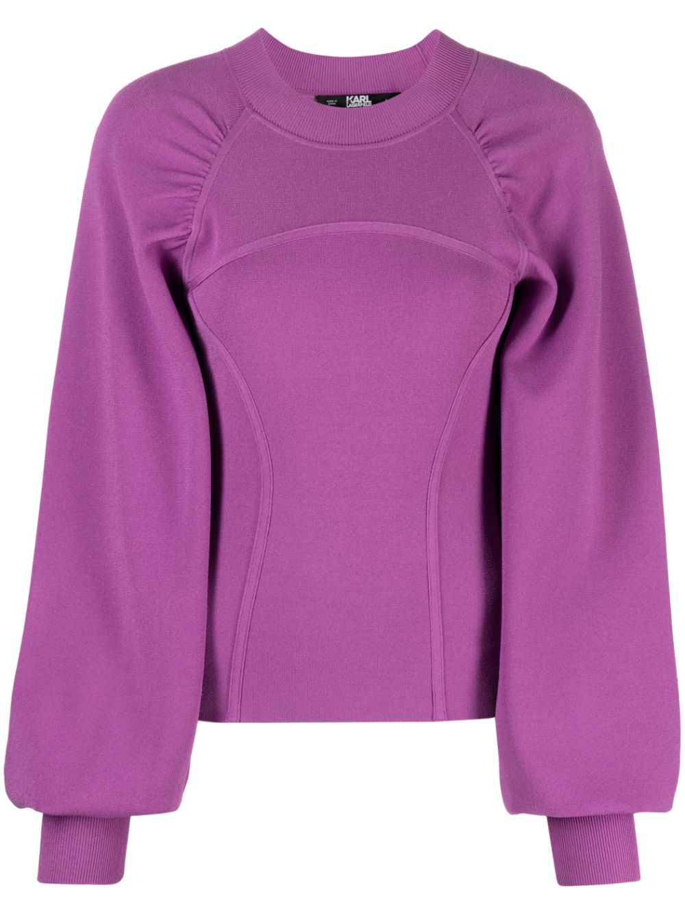 Puff-sleeve crew-neck sweater - Purple