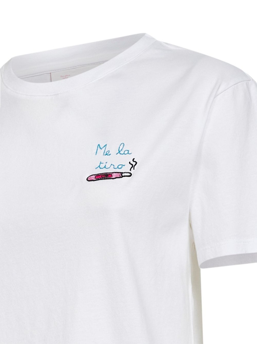 White Crew Neck Logo Print T-Shirt