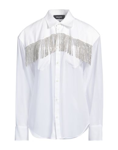 Dsquared2 Woman Shirt White Size 2 Polyester, Cotton, Glass