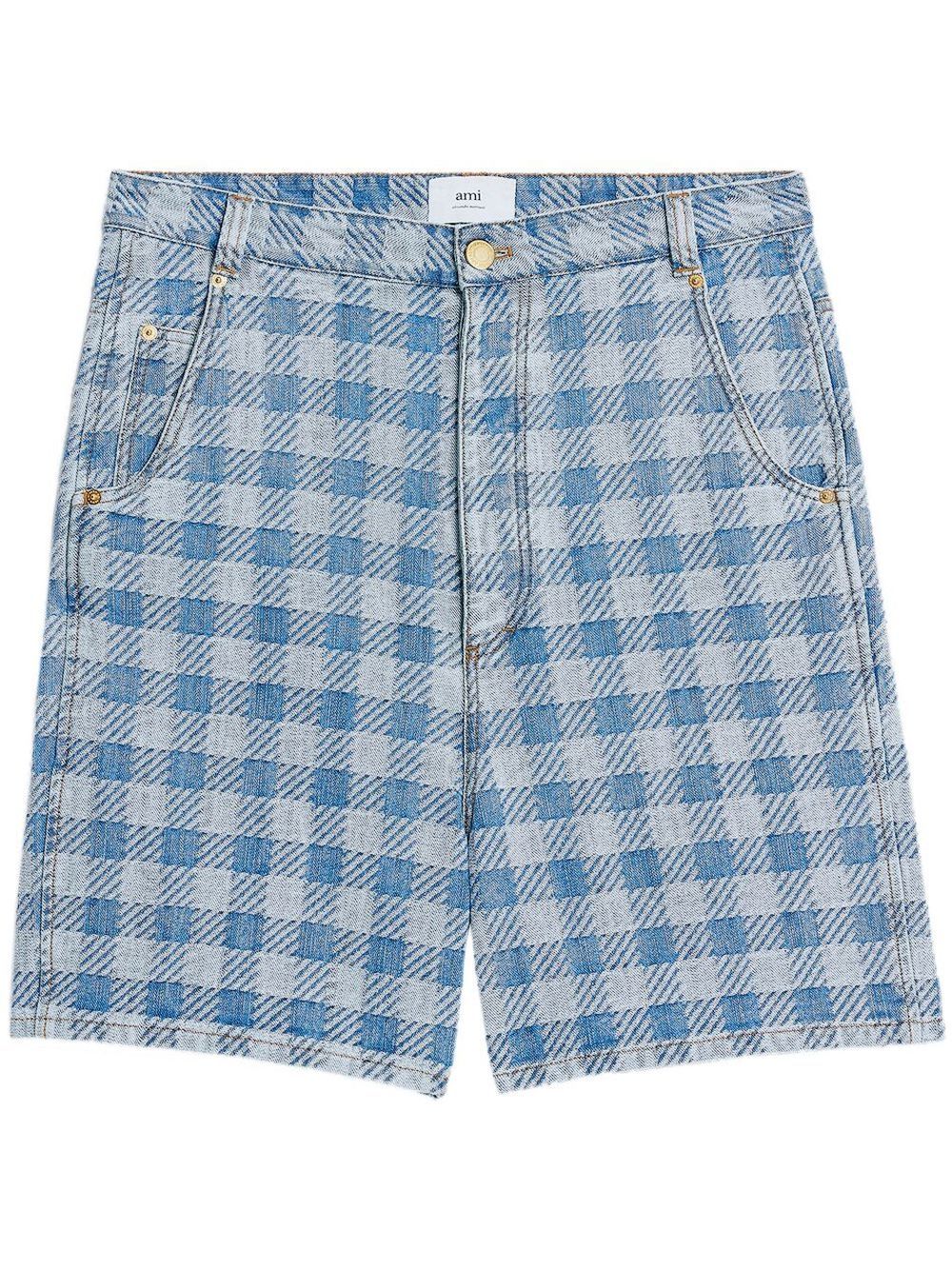 Alex checkered denim shorts - Blue
