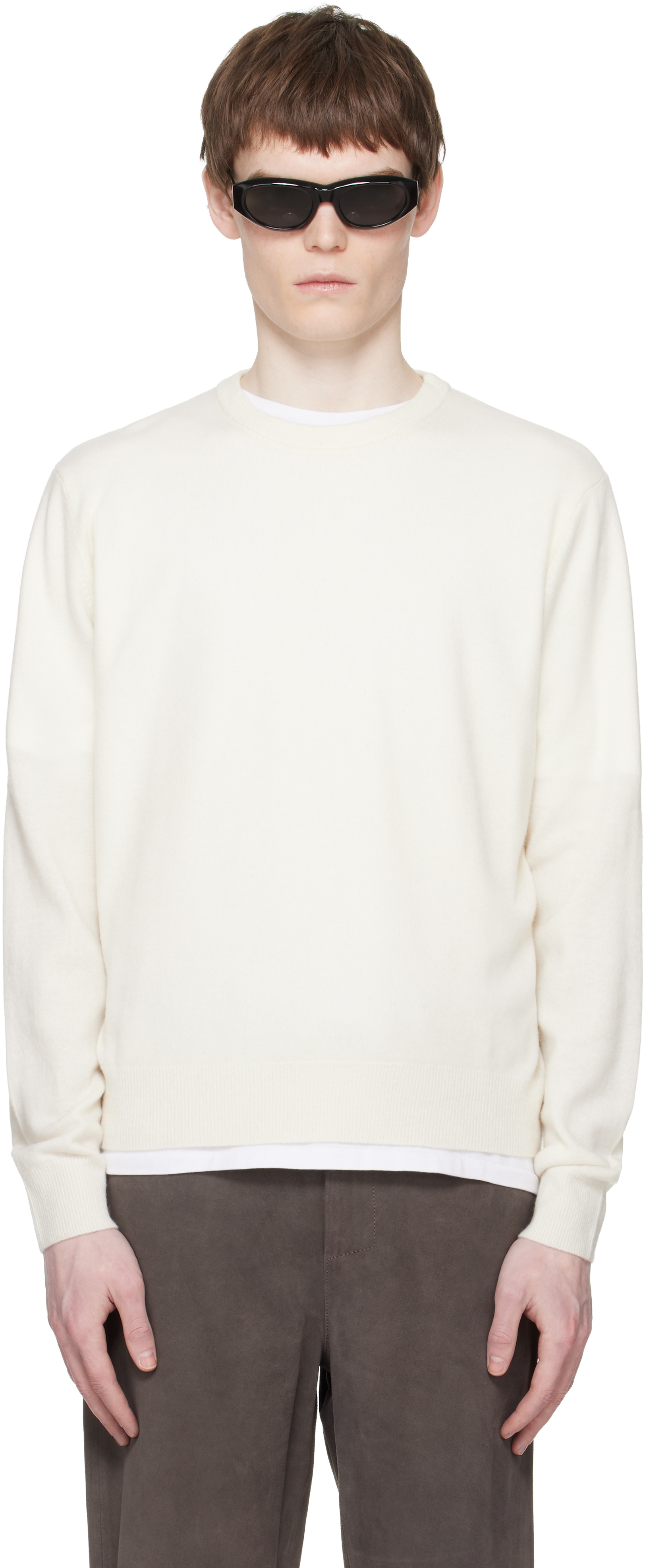White Knit Crewneck Sweater