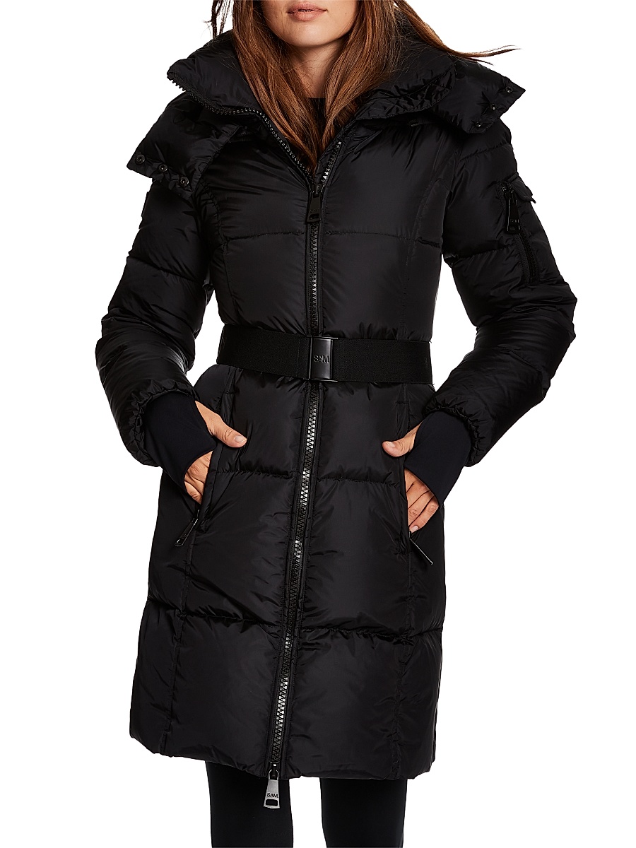 Women's Noho Belted Matte Shell Down Puffer Coat - Matte Black