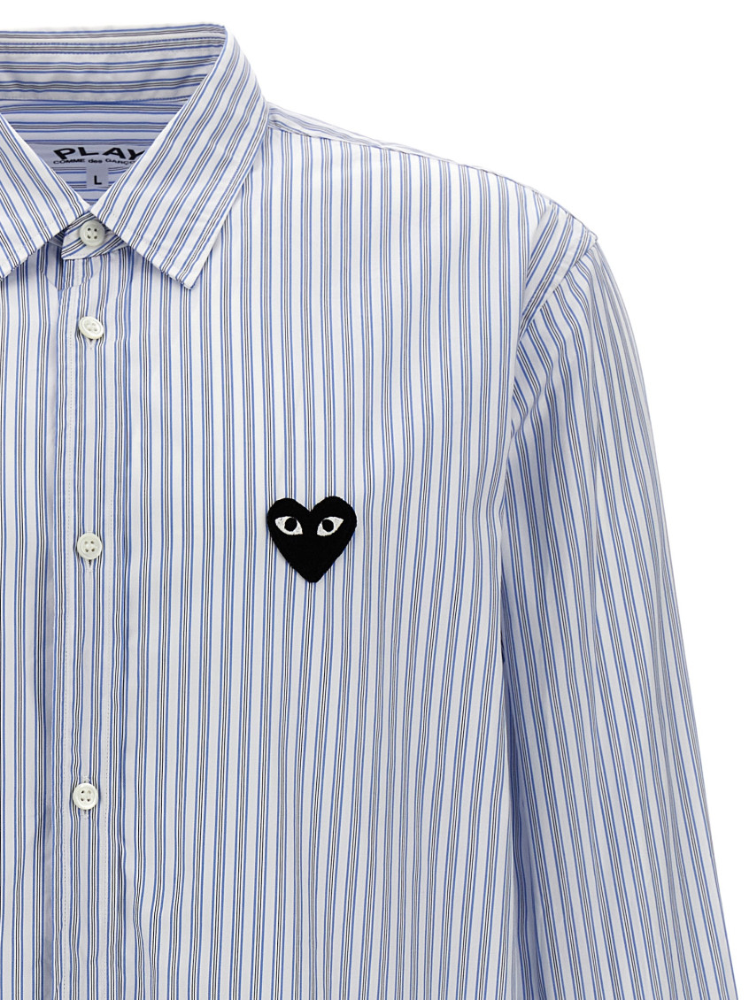 Light Blue Logo patch striped shirt