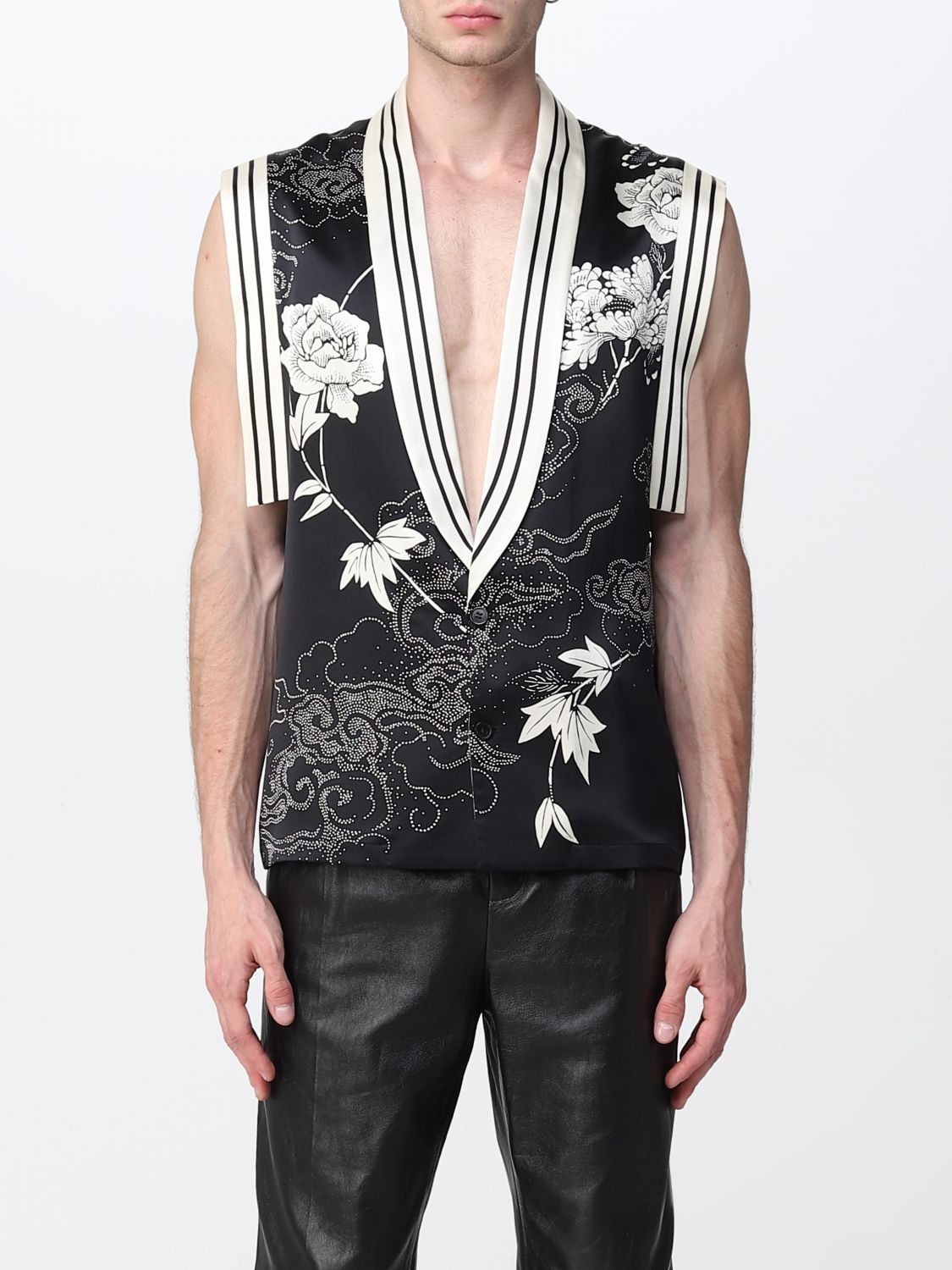 Printed silk vest