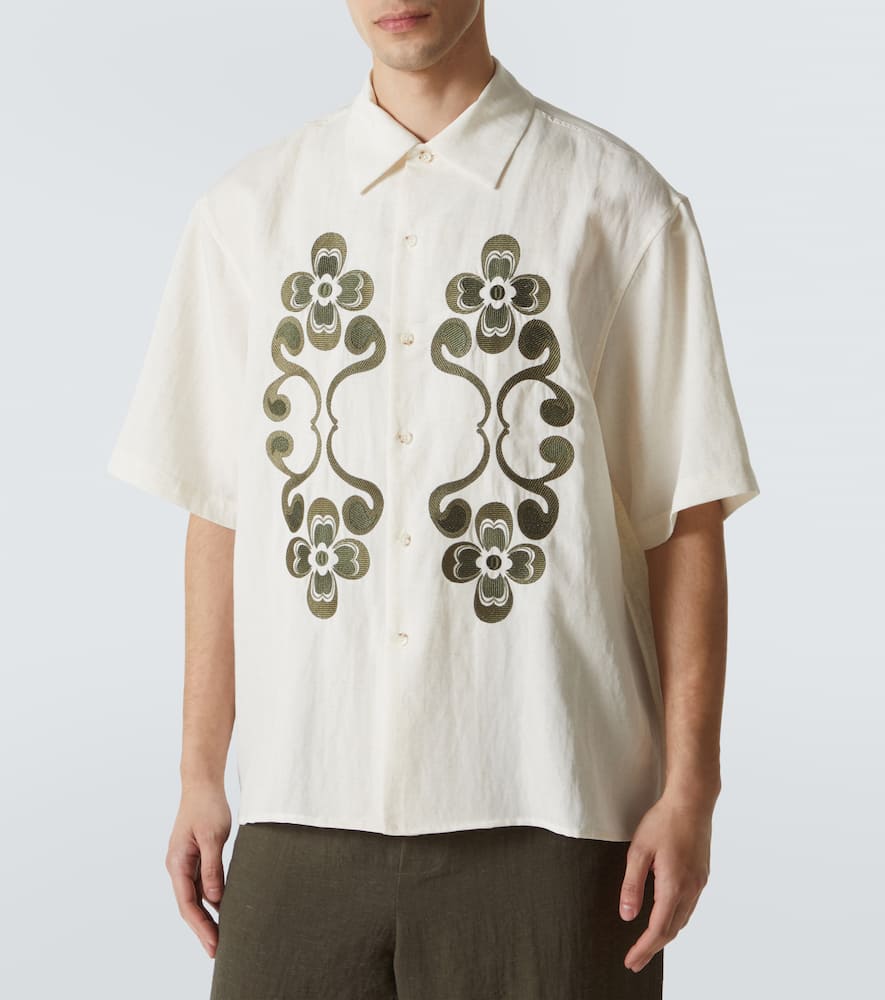 Reflection embroidered bowling shirt