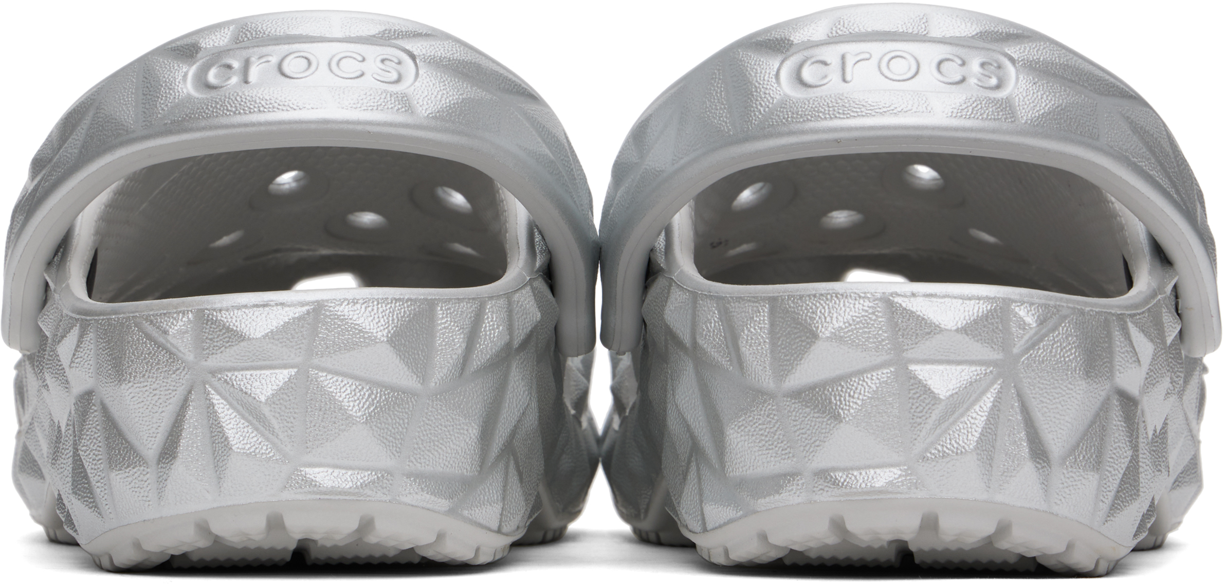 Crocs Silver Classic Metallic Geometric Clogs